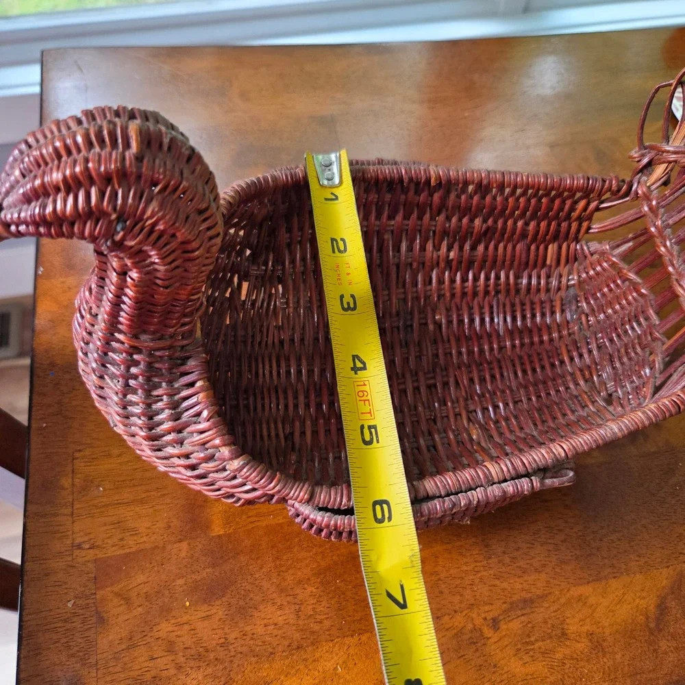 Vintage Wicker Turkey Bird Basket Brown Farmhouse‎ Thanksgiving Decor